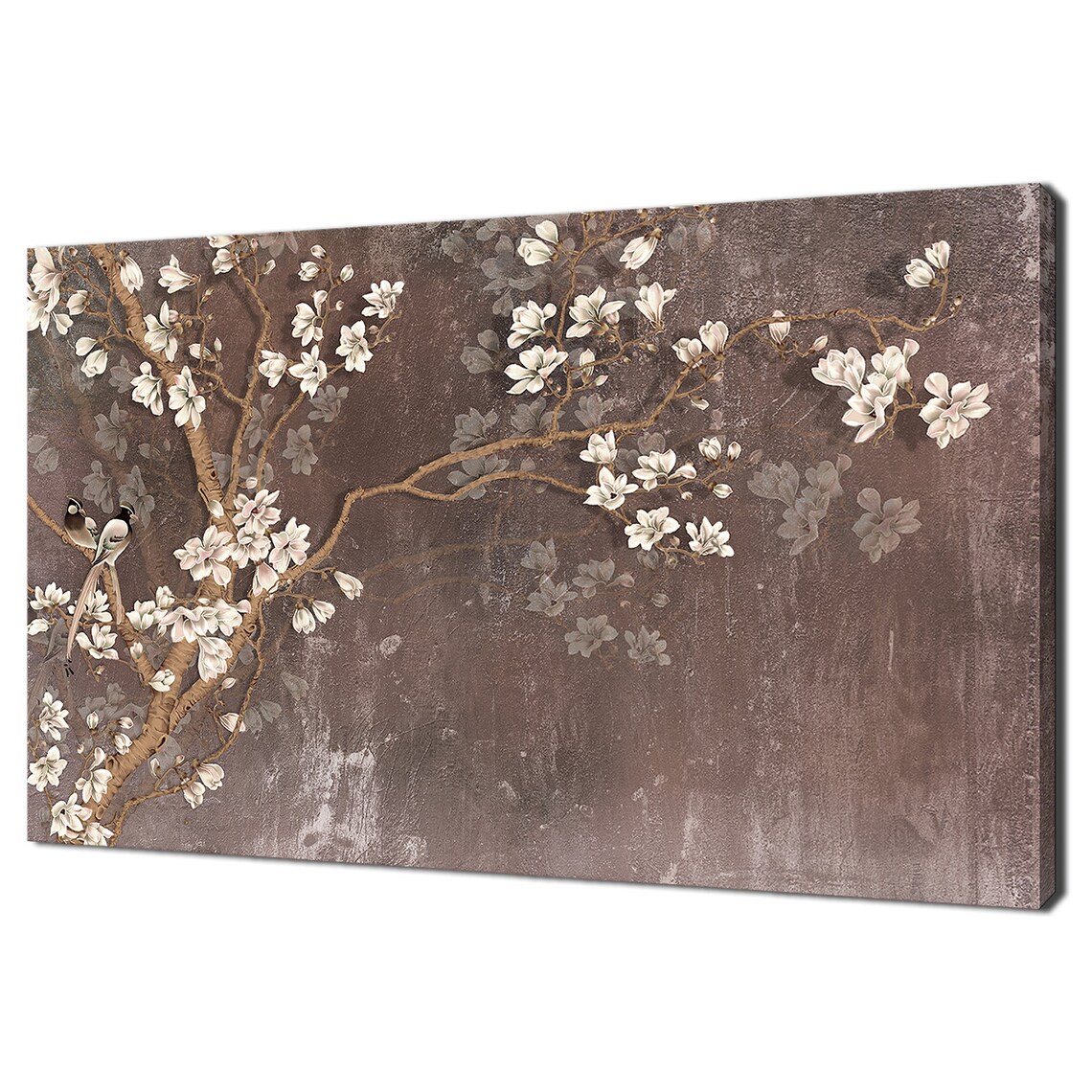 Abstract White Blossom Tree With Birds, Modern Design