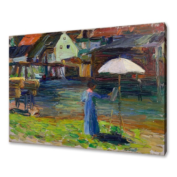 Kandinsky Kallmunz River Artist 1903 Impressionist Scene Reproduction Print