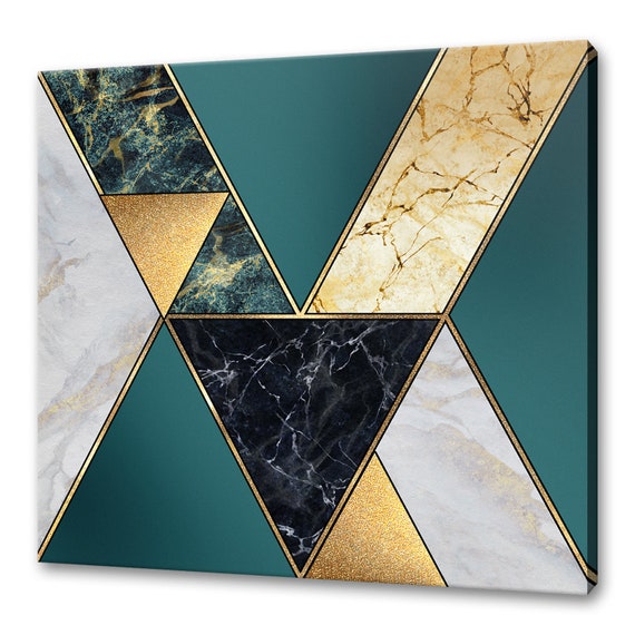 Green Gold Marble Design Geometric Minimalism Modern Design Home Decor Print Wall Art Picture