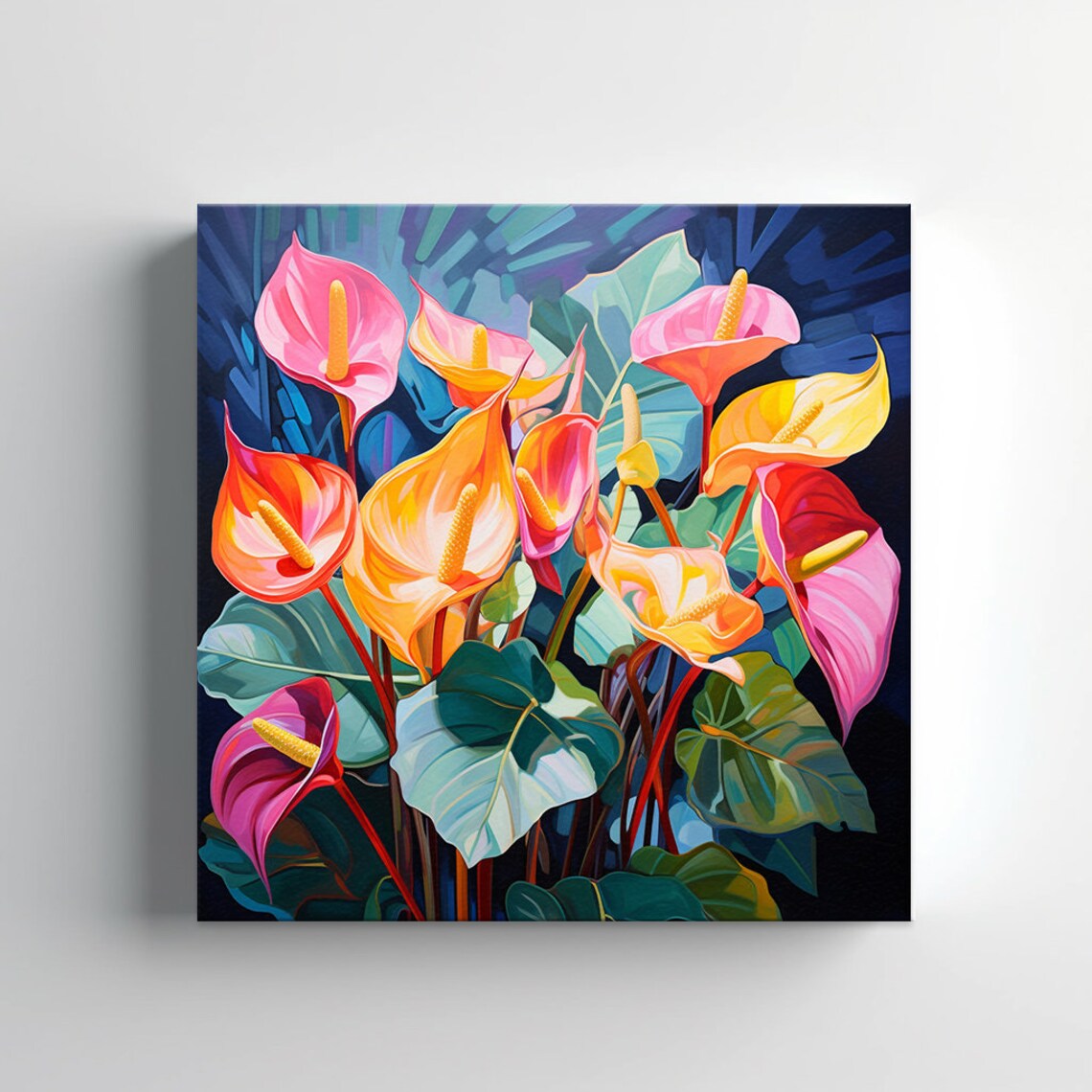 Tropical Anthurium Flowers Pink Orange Heart Bloom Jungle Art Poster - Image 2