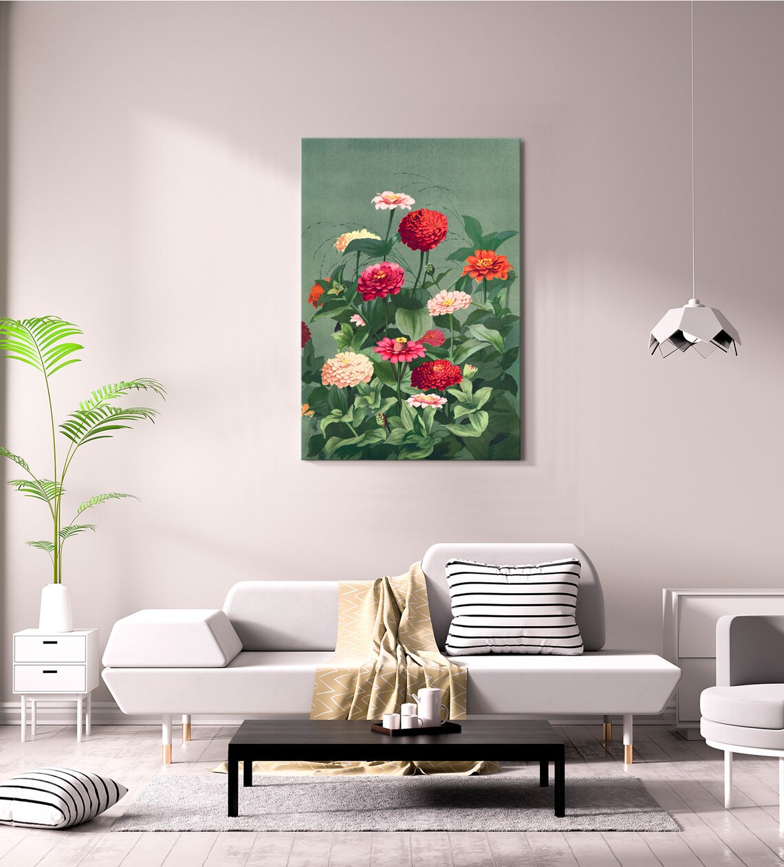 Vintage Botanical Zinnia Flowers Print Garden Floral Wall Art Poster - Image 2