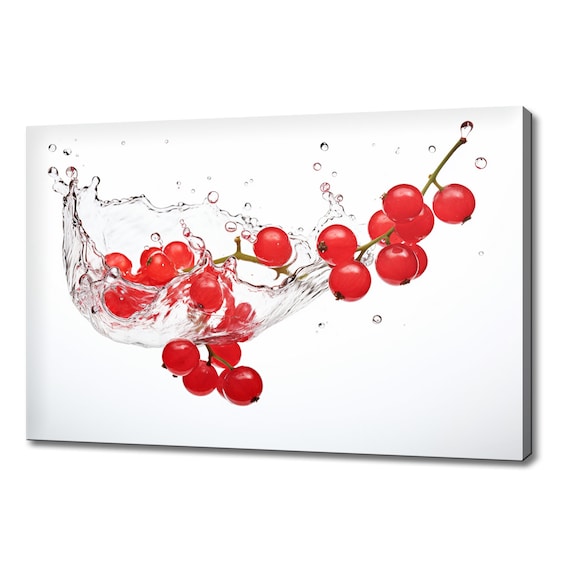 Red Currants Fruits Water Splash Print Colourful Kitchen Wall Art Fruit Print Modern Kitchen Restaurant Wall Decor