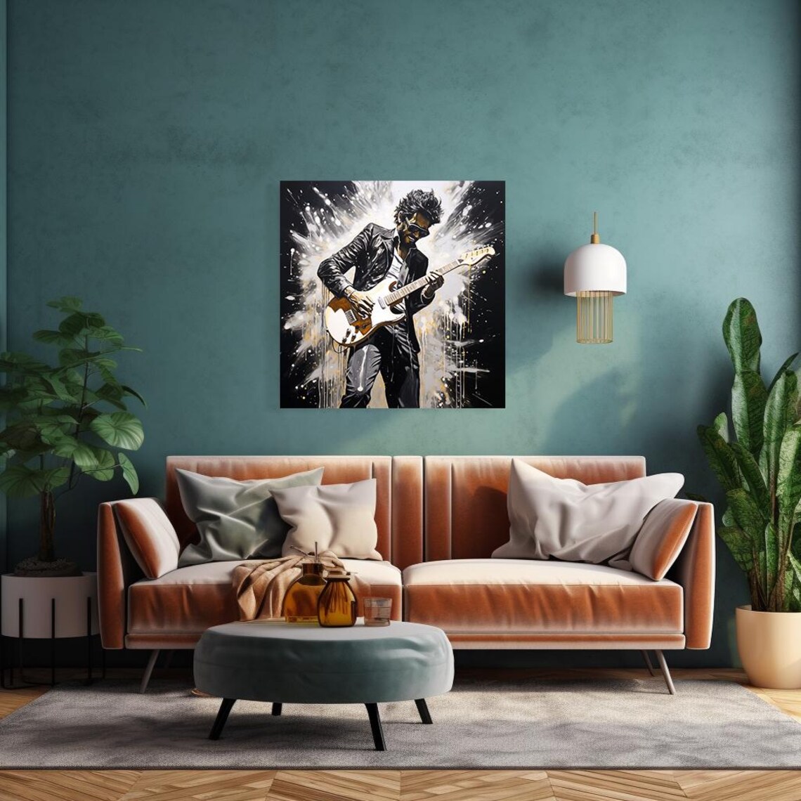 Electric Guitar Player Rock Musician Painting Splatter Art Music Poster - Image 4