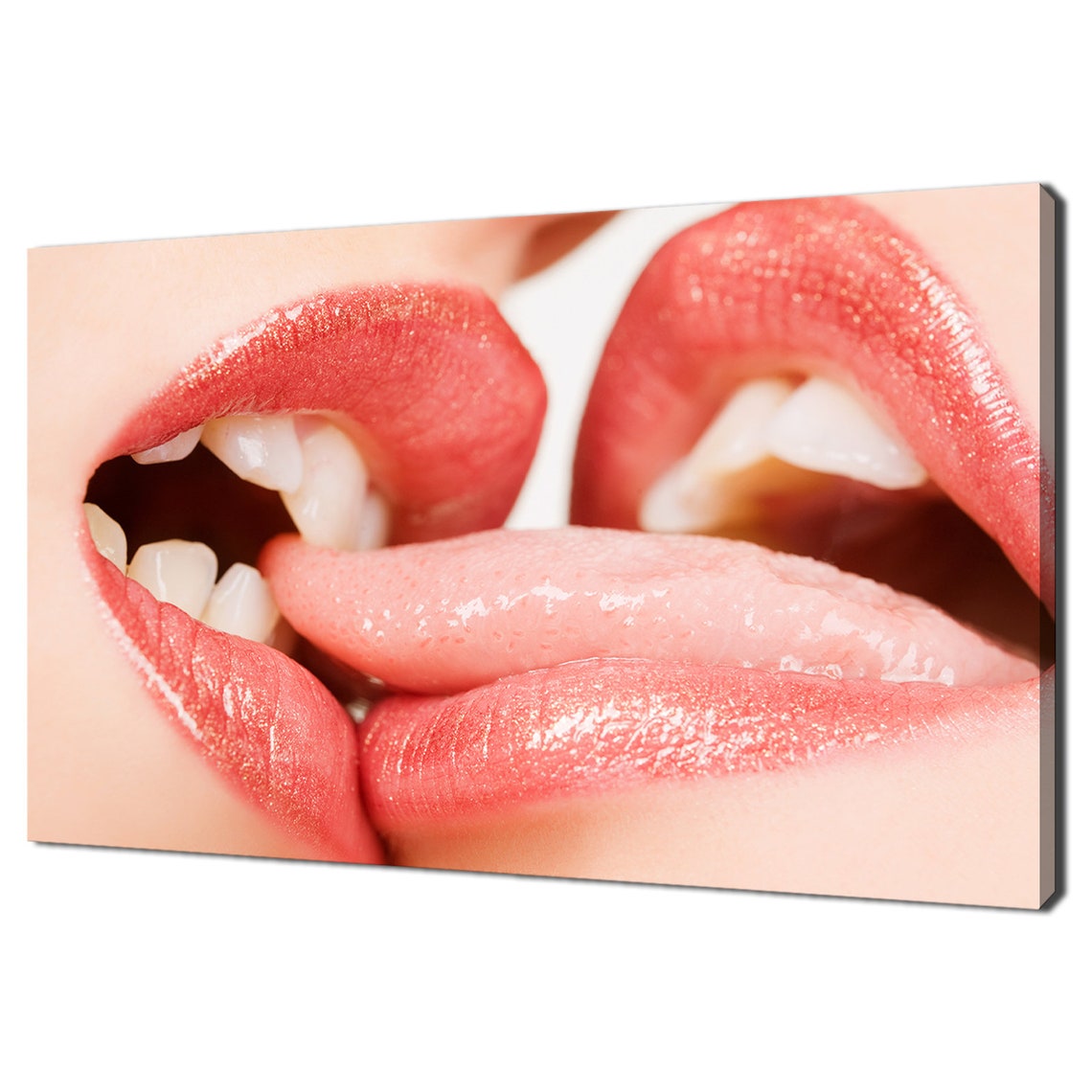 Romantic Couple Kissing Close Up Red Lips Modern Love Wall Art Poster