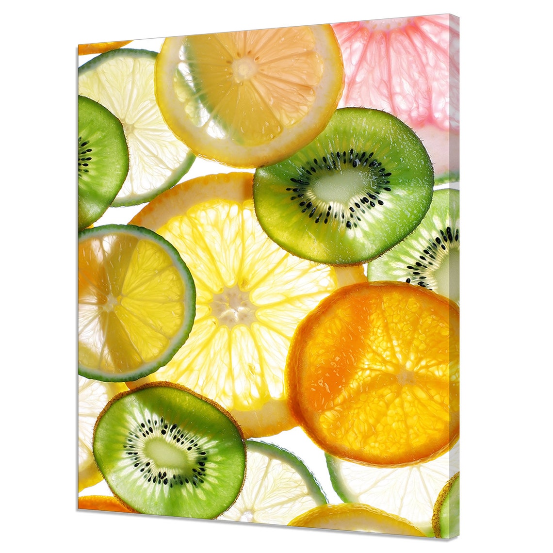 Backlit Citrus Orange Kiwi Slices Fresh Fruit Kitchen Wall Art