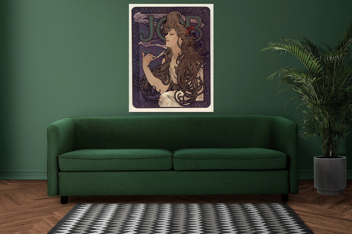 Alphonse Mucha Job 1896 Art Nouveau Cigarette Advertisement Poster - Image 2