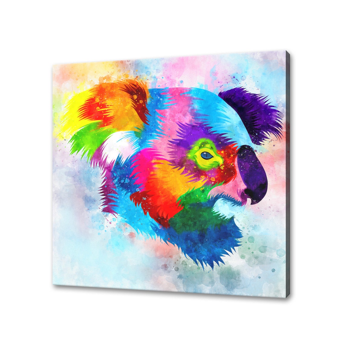 Koala Rainbow Watercolor Abstract Head Profile Splash Poster