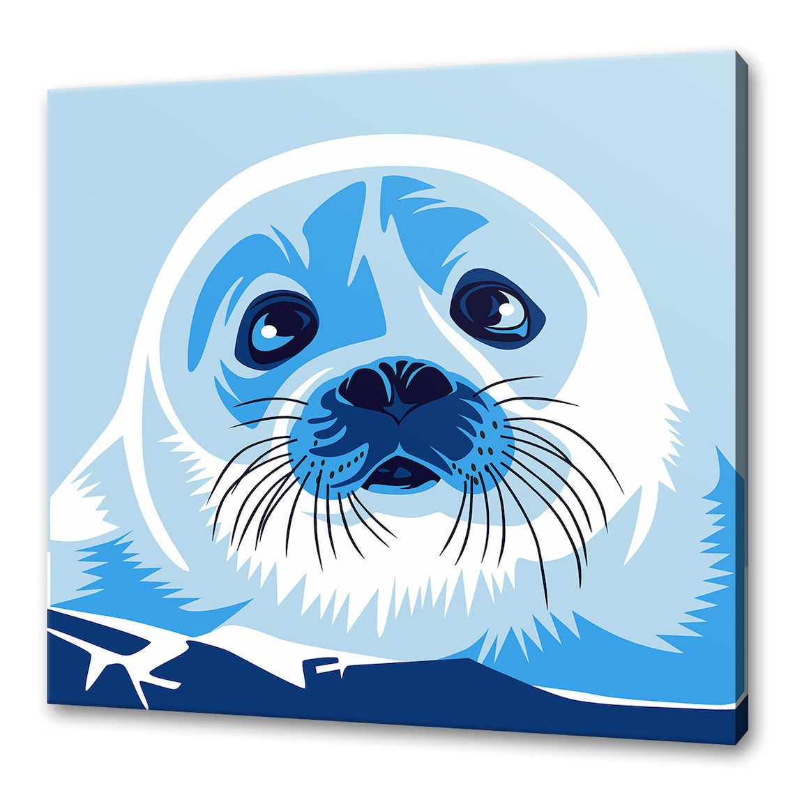 Blue Baby Seal Pop Art Portrait Cute Little Arctic Animal Poster