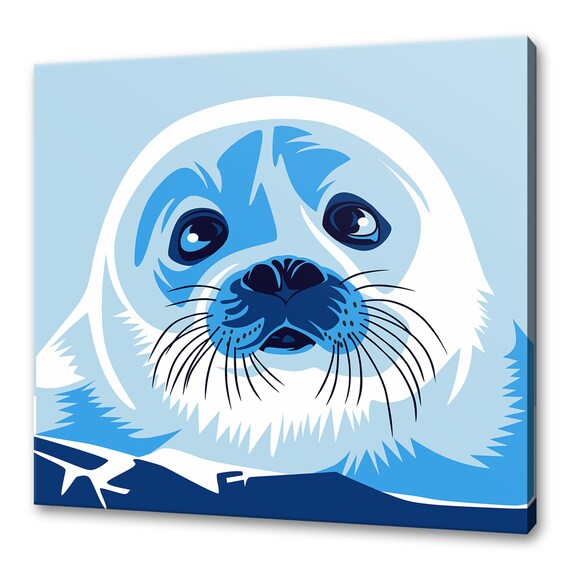 Blue Baby Seal Abstract Animal Modern Design Home Decor Print Wall Art Picture Wall Hanging