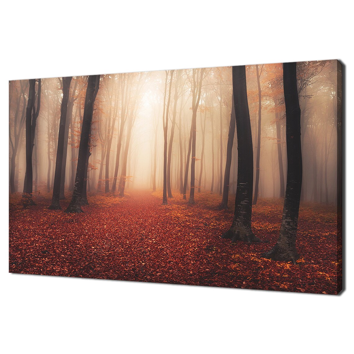 Fairytale Mysterious Red Foggy Forest Modern Design Home Decor Print Wall Art Wall Hanging