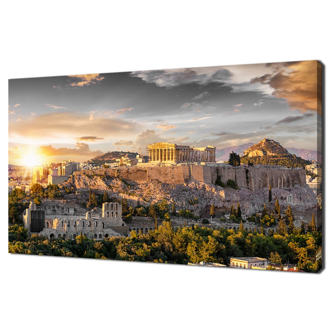 Acropolis Athens Greece Sunset Skyline Travel Poster