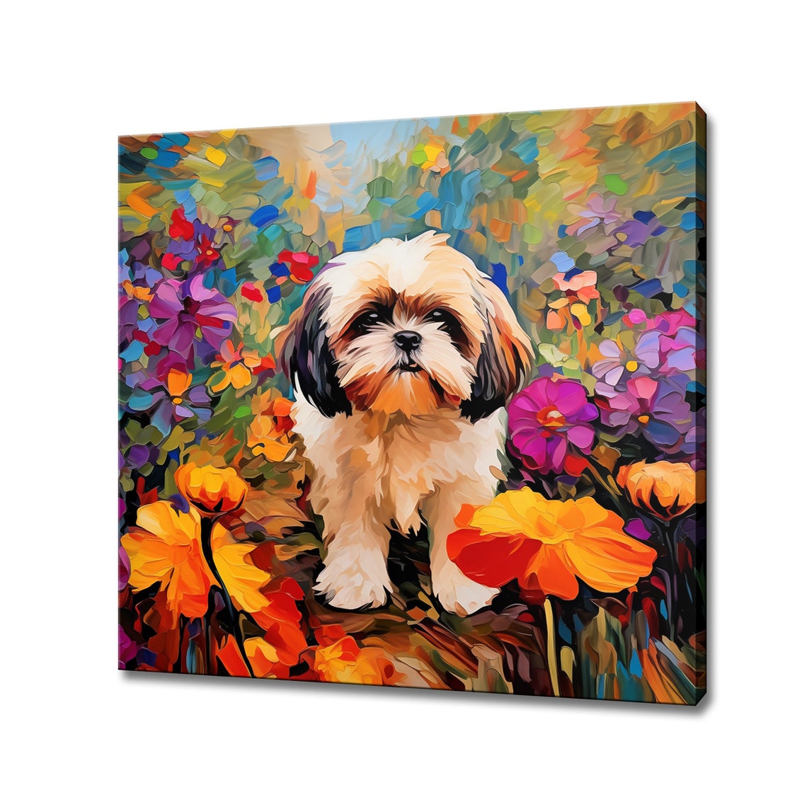 Cute Shih Tzu Dog Print Gift For Shih Tzu Dog Lover Colourful Dog Portrait Painting Print Dog Animal Pet Wall Art