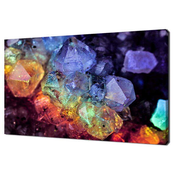 Colourful Glossy Magical Geometric Quartz Crystals Modern Design Print Wall Art Picture