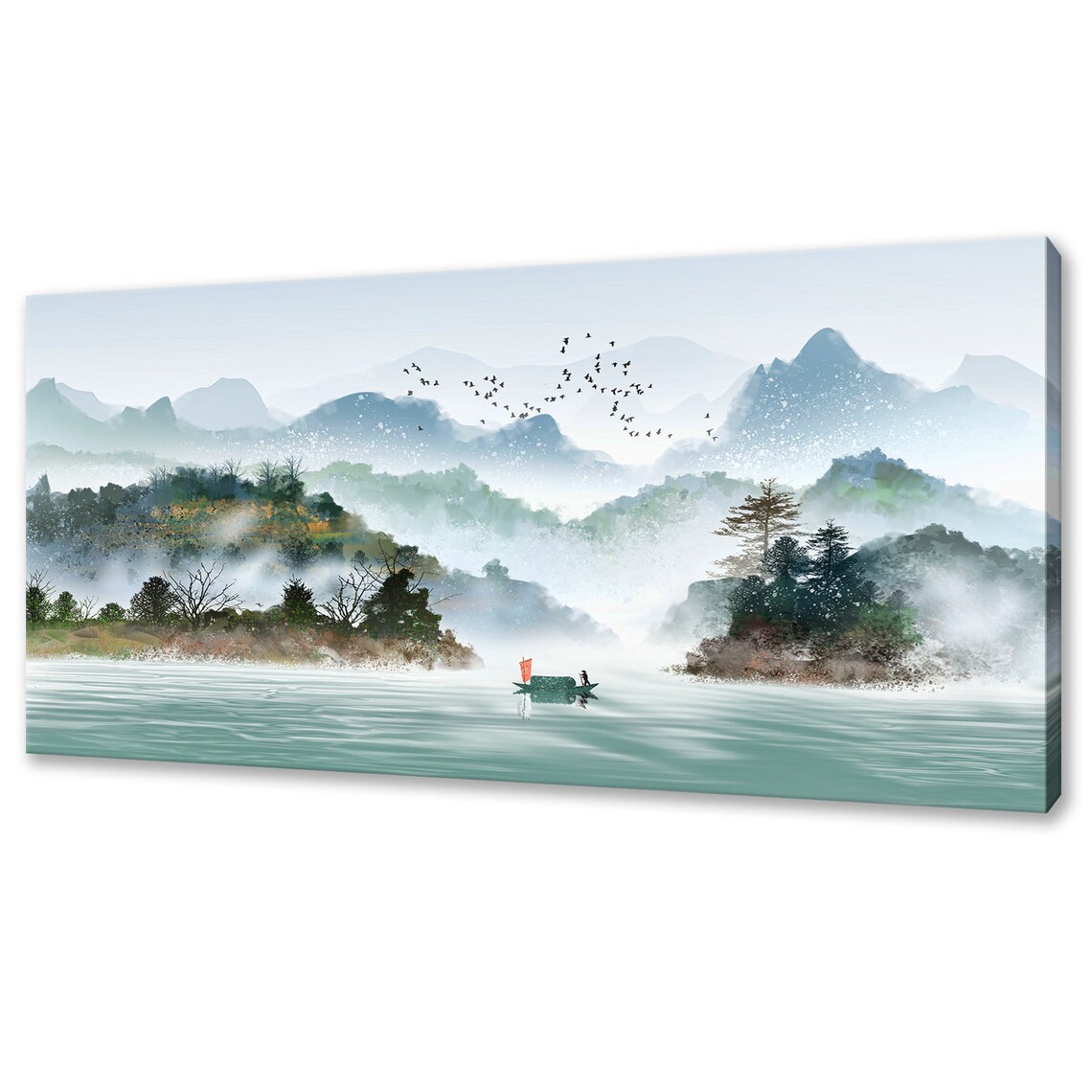 Traditional Chinese Mountains Ink Painting Panoramic Art Print