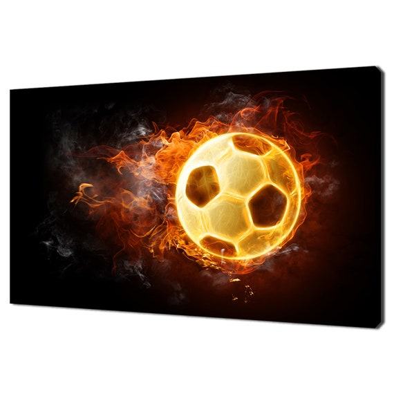 Football Player Ball Soccer Ball On Fire Modern Design Home Decor Print Wall Art Picture