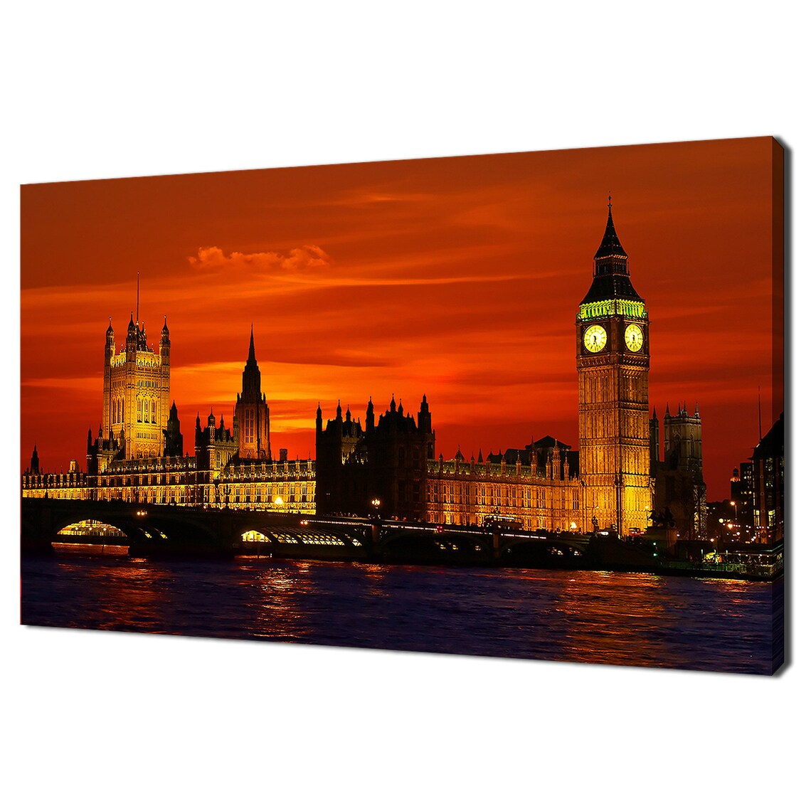 London Big Ben Houses Of Parliament Red Sunset Skyline Thames Poster
