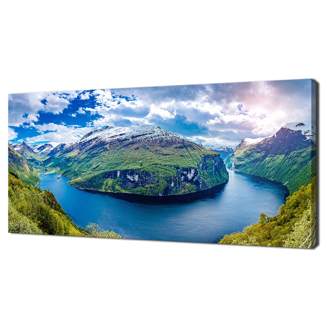 Geiranger Fjord Norway Panorama, Modern Travel Poster