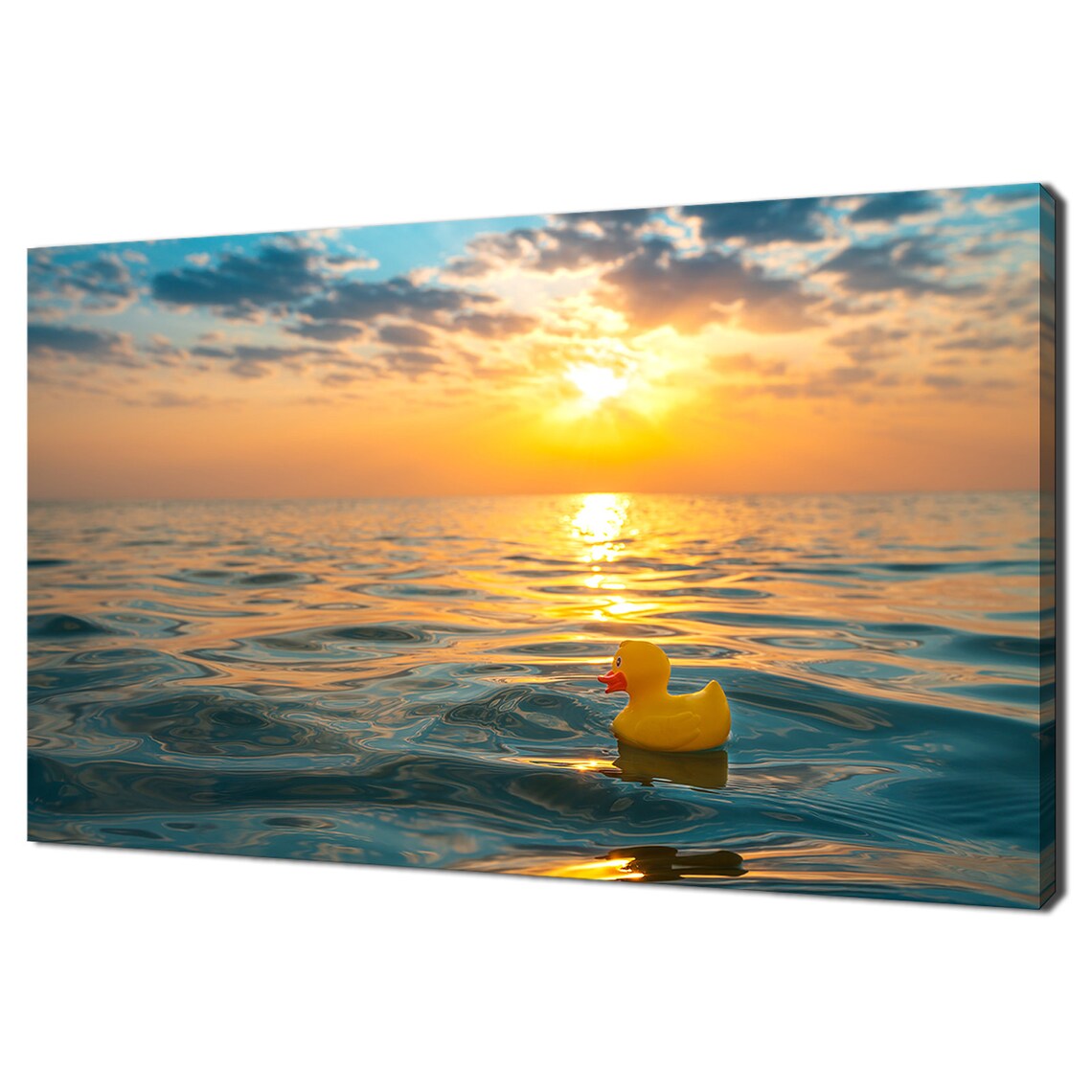 Yellow Rubber Duck at Sunset, Sea Wall Art Print
