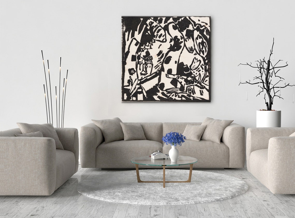 Wassily Kandinsky Bogenschtze The Archer 1908 Black White Iconic Modern Design Abstract Decor Reproduction Print Wall Art Picture - Image 2