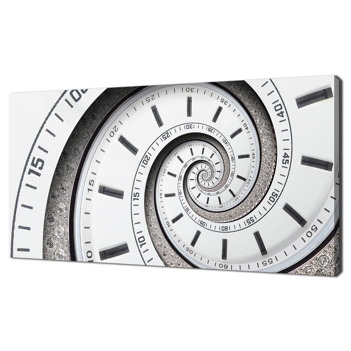 White Clock Face Fibonacci Spiral Time Hypnotic Abstract Design Poster