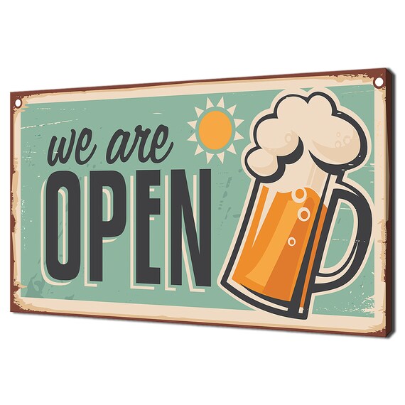 We Are Open Sign, Modern Bar and Restaurant Poster