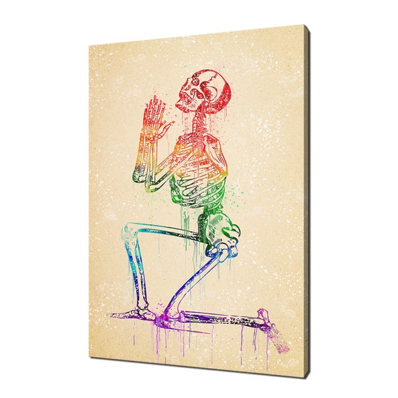 Skeleton Praying Colourful Rainbow Watercolour Modern Design Home Decor Print Wall Art Picture