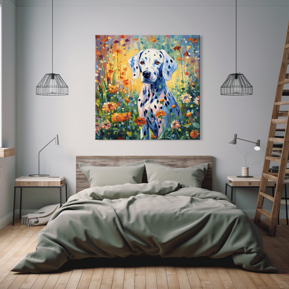 Dalmatian Dog Puppy Animal Print Gift For Dalmatian Dog Lover Colourful Dog Portrait Painting Print Dalmatian Dog Pet Wall Art - Image 2