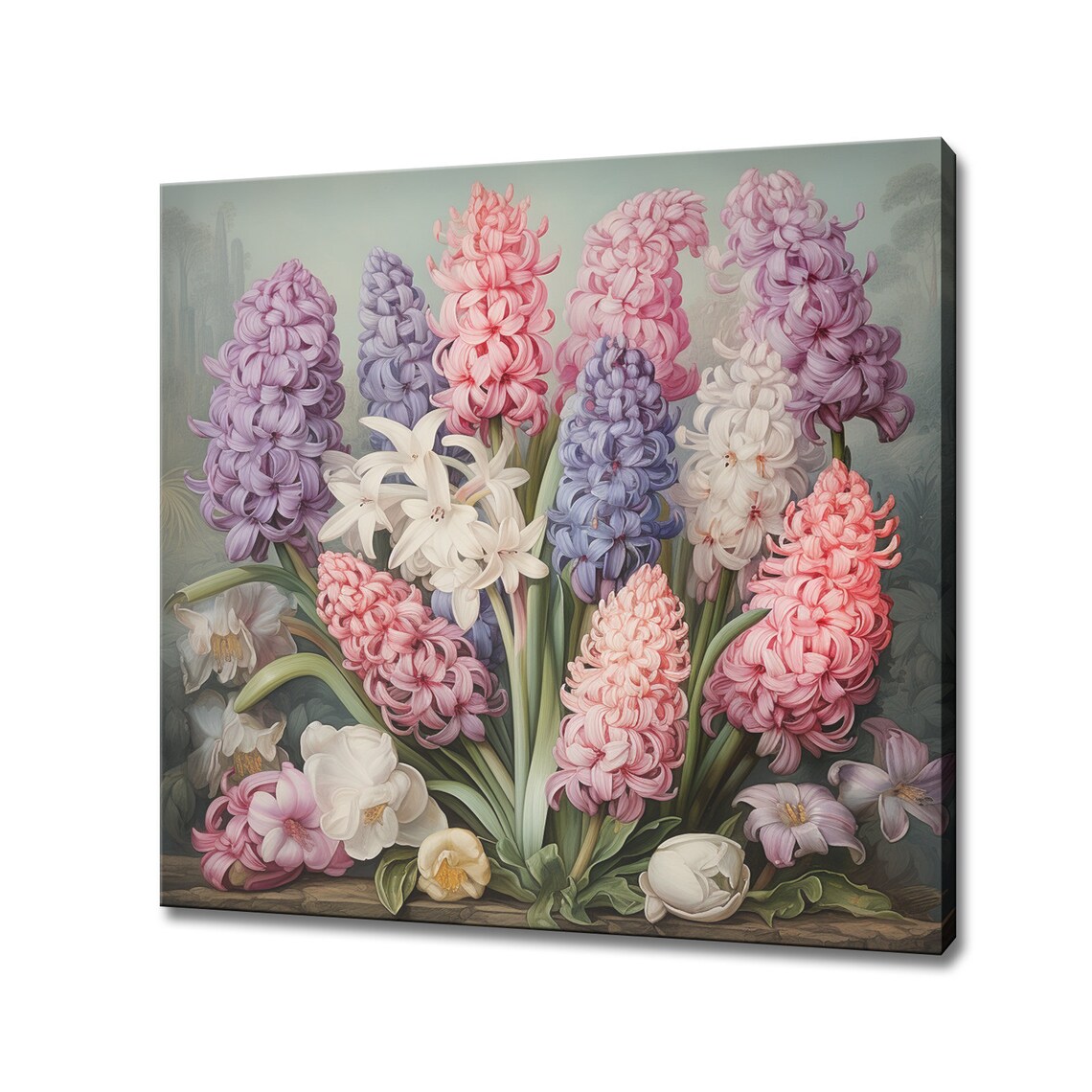 Pastel Hyacinth Bouquet Art Print, Modern Floral Design