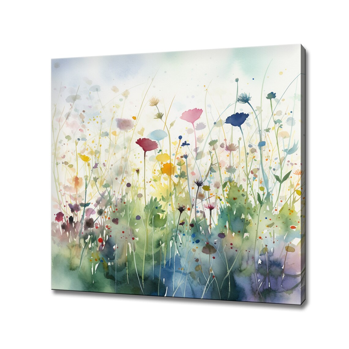 Wild Flowers Meadow Field Watercolor Art Print
