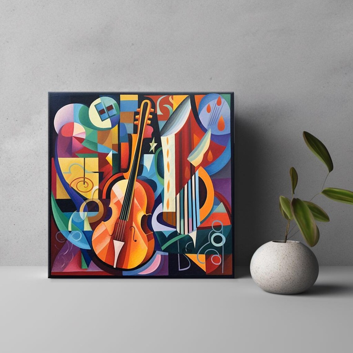 Cubist Cello Abstract Colorful Modern Art Music Instrument Poster - Image 3