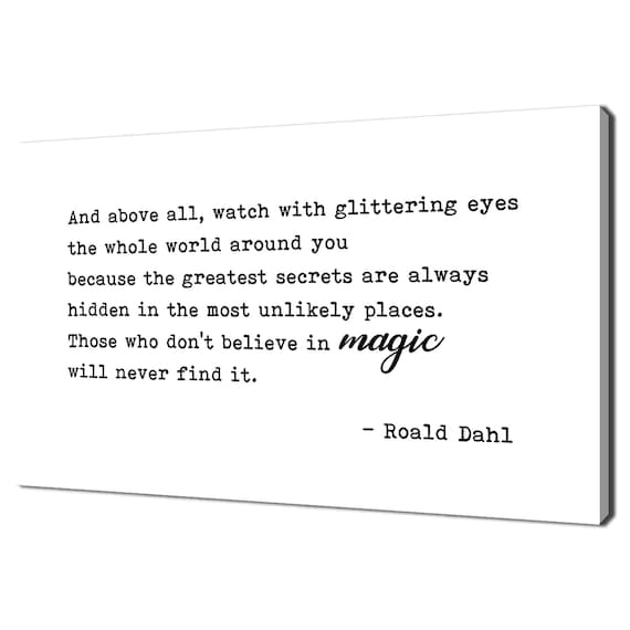 Magic Roald Dahl Typography Quote Black White Modern Design Print Wall Art Picture