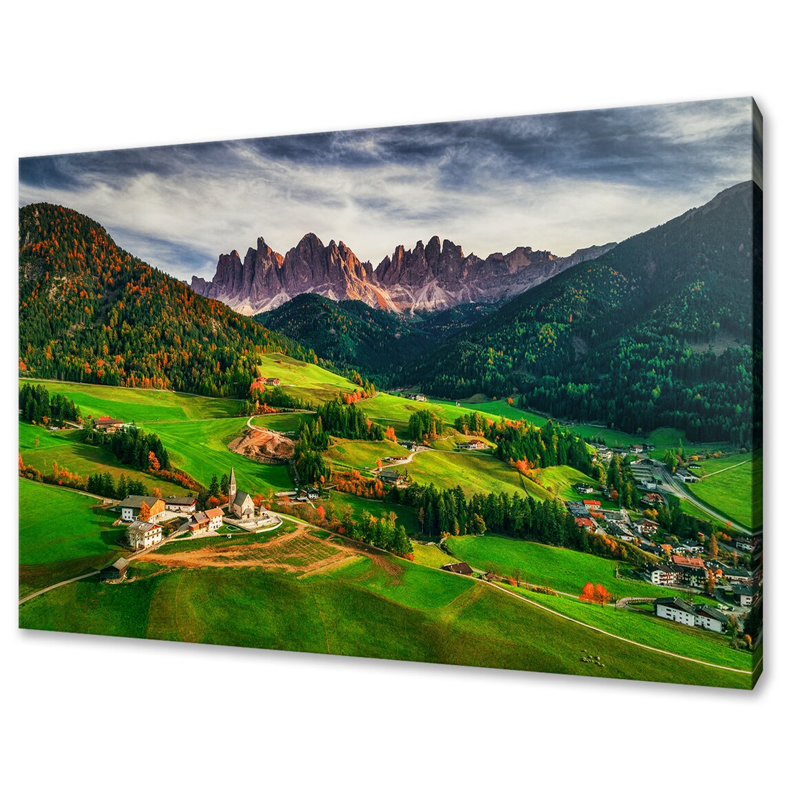 Santa Maddalena Village Dolomites Church Mountain Valley Italy Poster