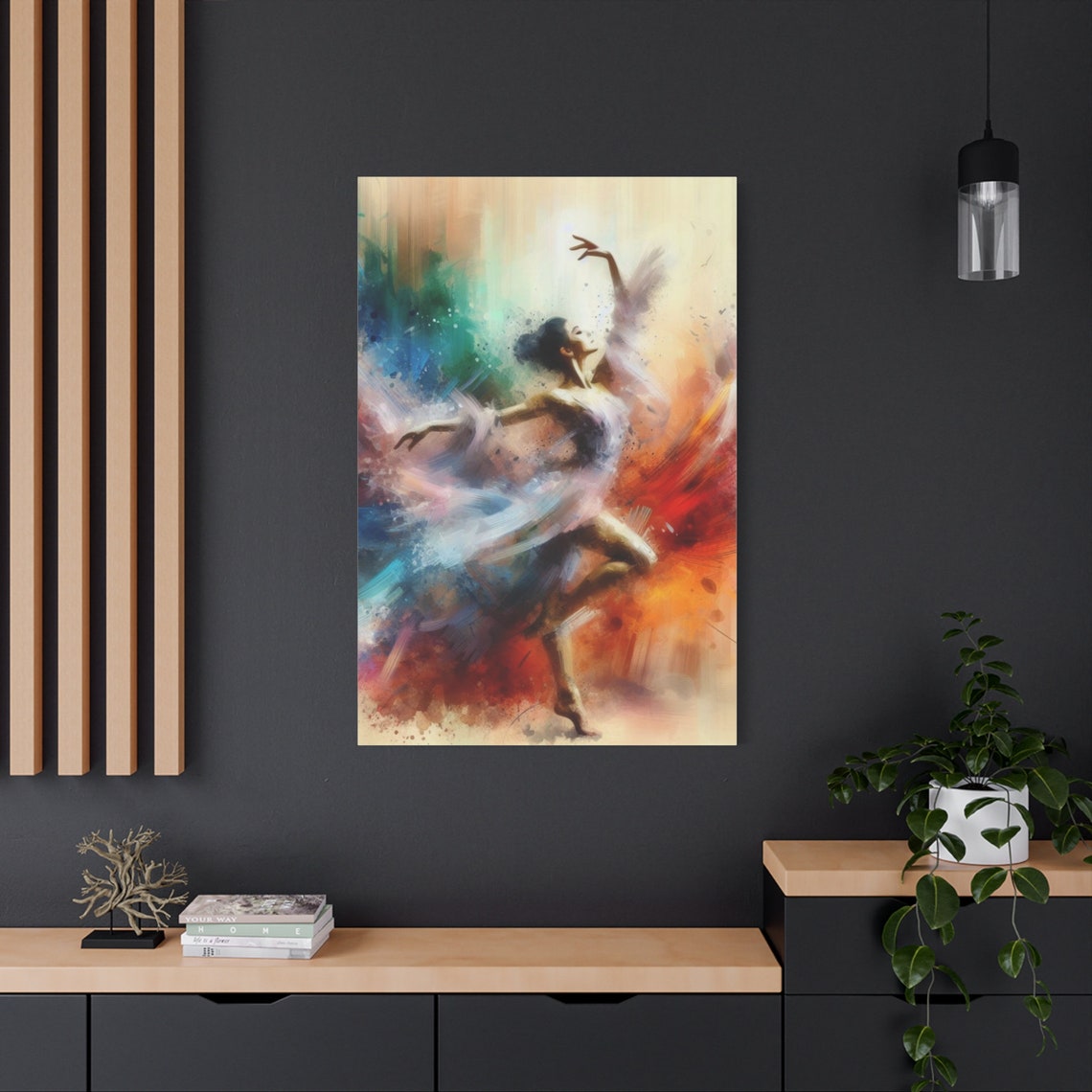 Elegant Ballet Dancer Art Vibrant Dancing Woman Wall Art Graceful Dance Movement Painting Dance Lover Gift Stretched 125 - Image 2