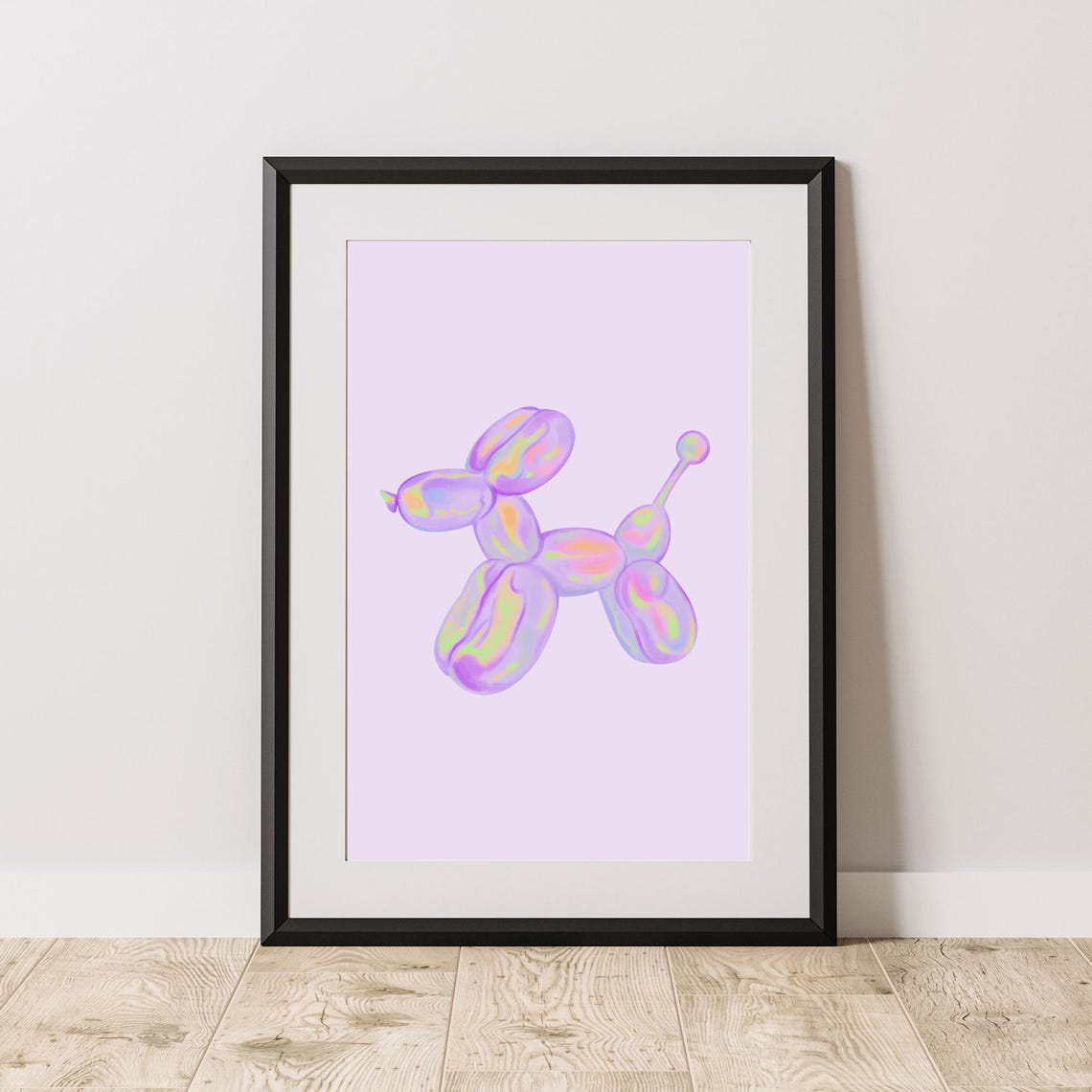Lilac Holographic Balloon Dog Trendy Purple Iridescent Wall Poster - Image 4