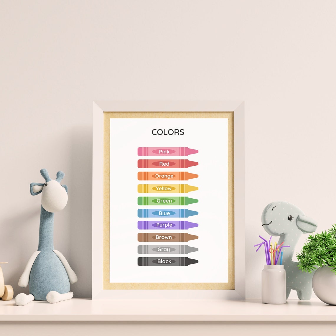 Colors Crayon Chart Rainbow Color Learning Kids Classroom Wall Poster - Image 4