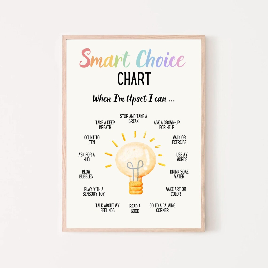 Smart Choice Chart When I Am Upset Coping Strategies Calm Kids Poster