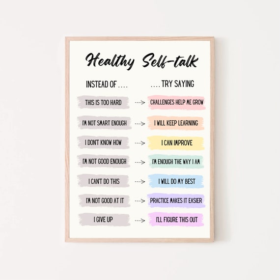 Growth Mindset Self Talk Boho Classroom Decor Poster