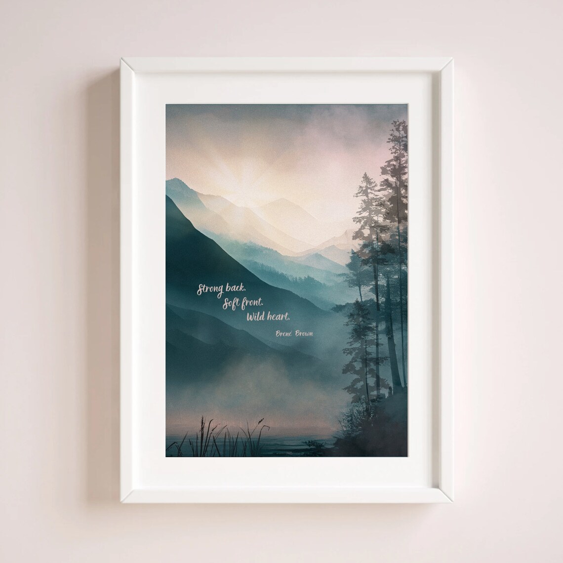 Brene Brown Wall Art Wild Heart Watercolor Forest Lake Print Psychology Art Print Quote Poster Therapy Office Decor Psychologist Counsellor - Image 4