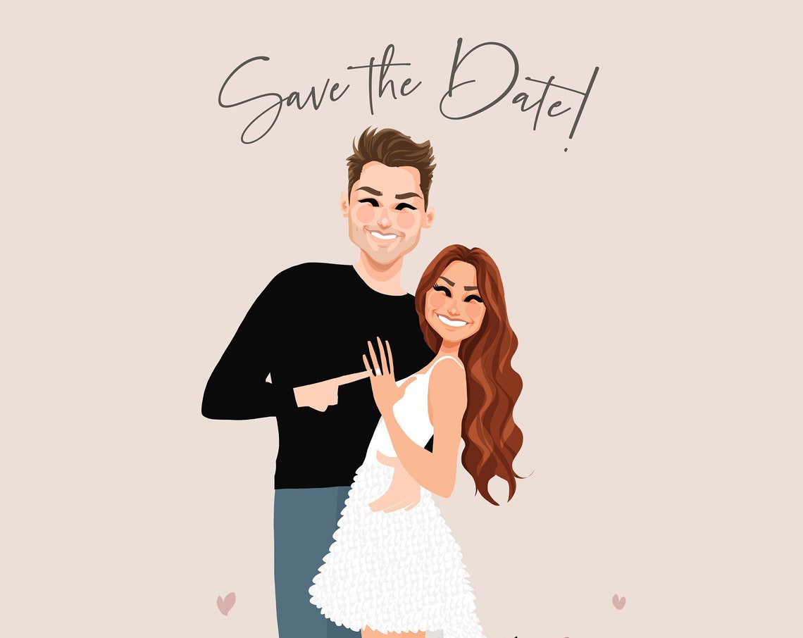 Custom Illustrated Save the Date Card for Tori and Brandon Poster - Image 6