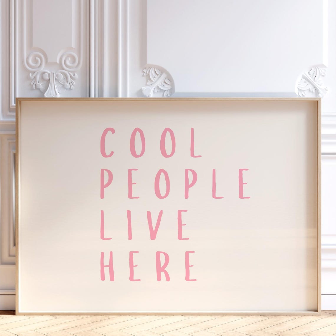 Cool People Live Here Pink Typography Fun Quote Wall Decor Poster