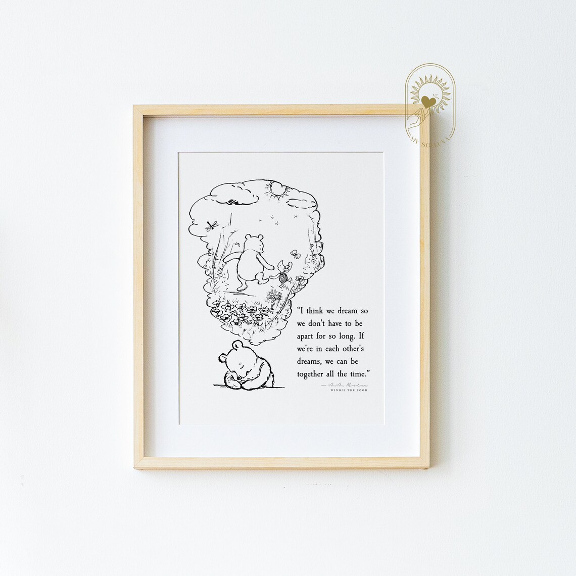 Winnie the Pooh Dream Together Sleeping Pooh Nursery Quote Print