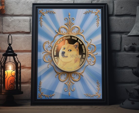 Dogecoin Baroque Meme Art Print Cryptocurrency Painting Artwork Dogecoin Decor Poster Crypto Memecoin Wall Art For Collectors