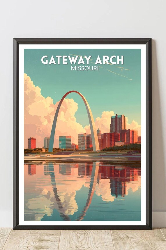 Gateway Arch Missouri Retro Travel Poster