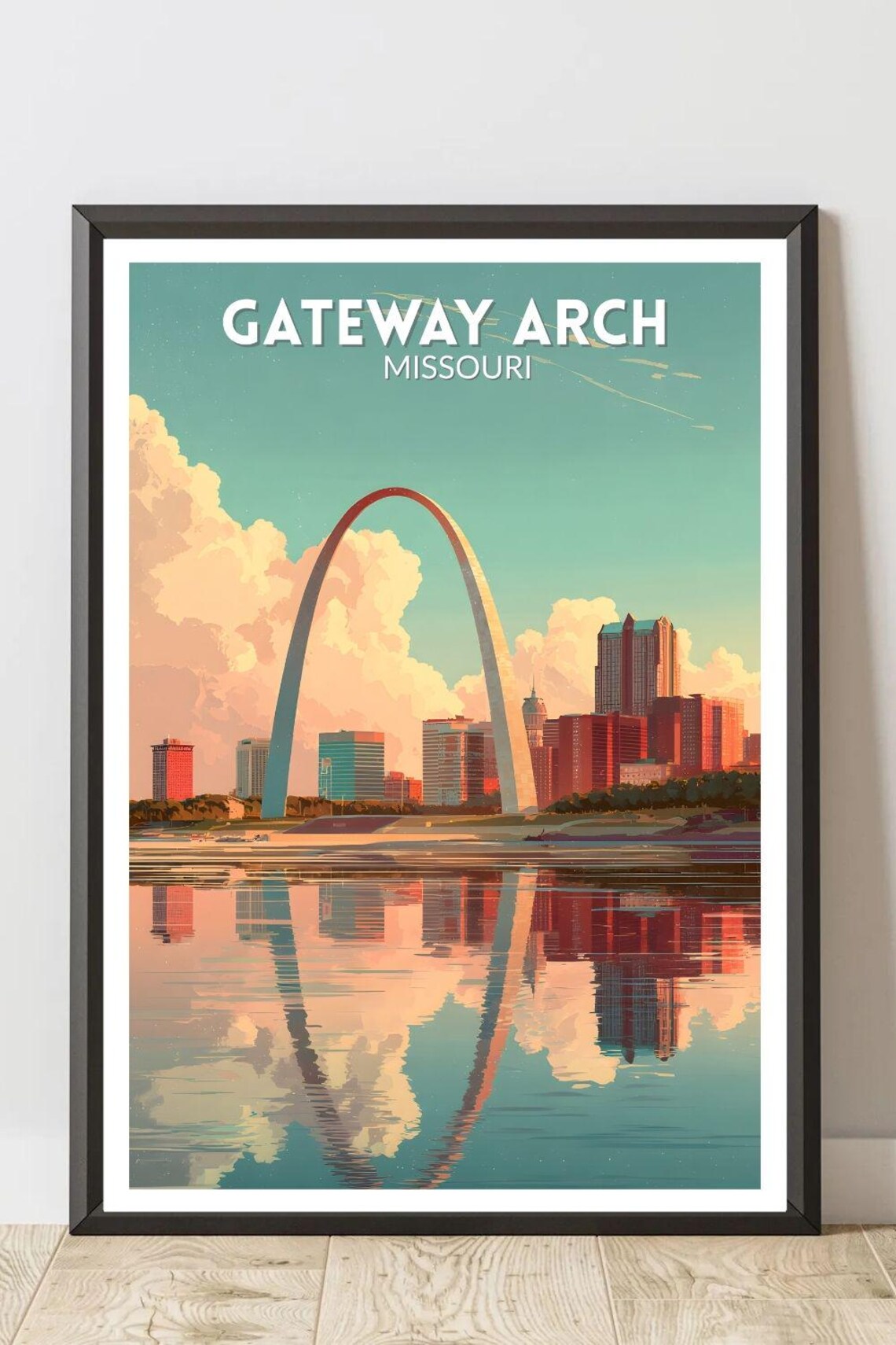 Gateway Arch Missouri Retro Travel Poster