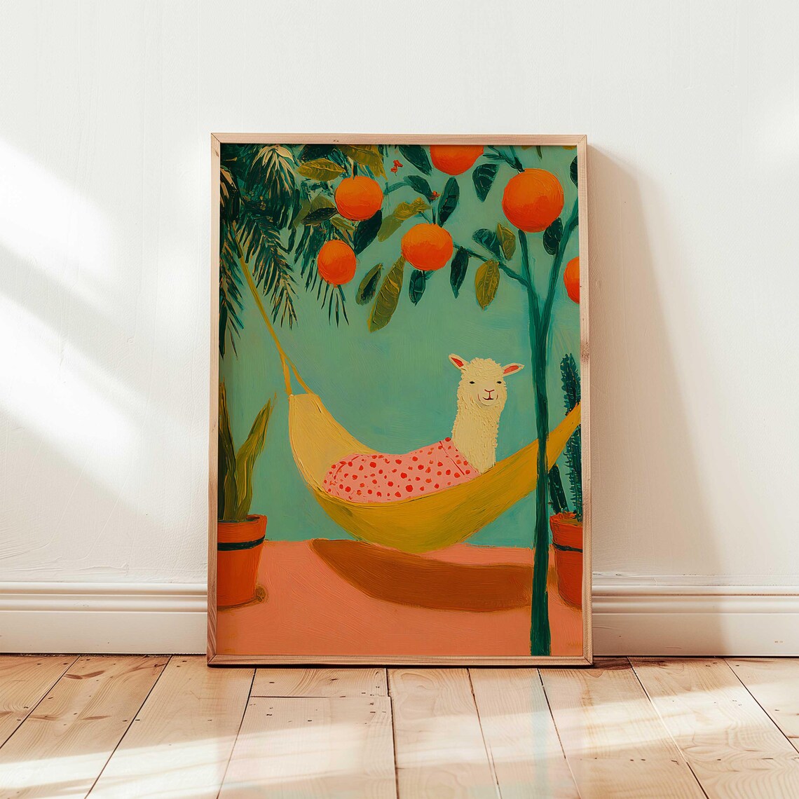 Whimsical Llama Kids Room Decor, Modern Art Print