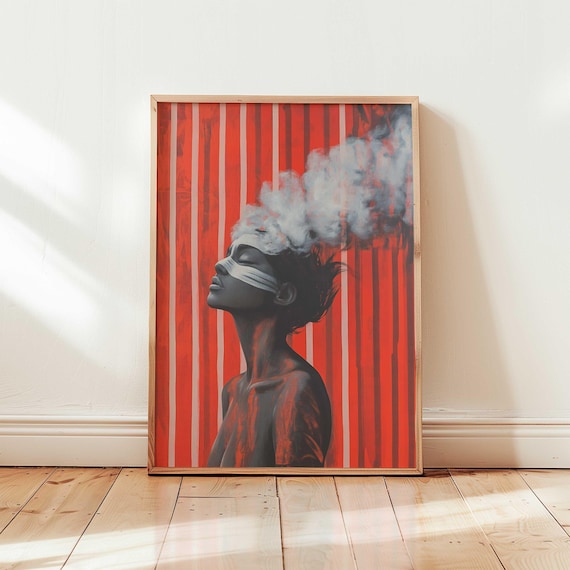 Dark Surreal Portrait Print Aboriginal Woman Art Inuit Feminist Wall Bold Female Artwork Modern Figurative