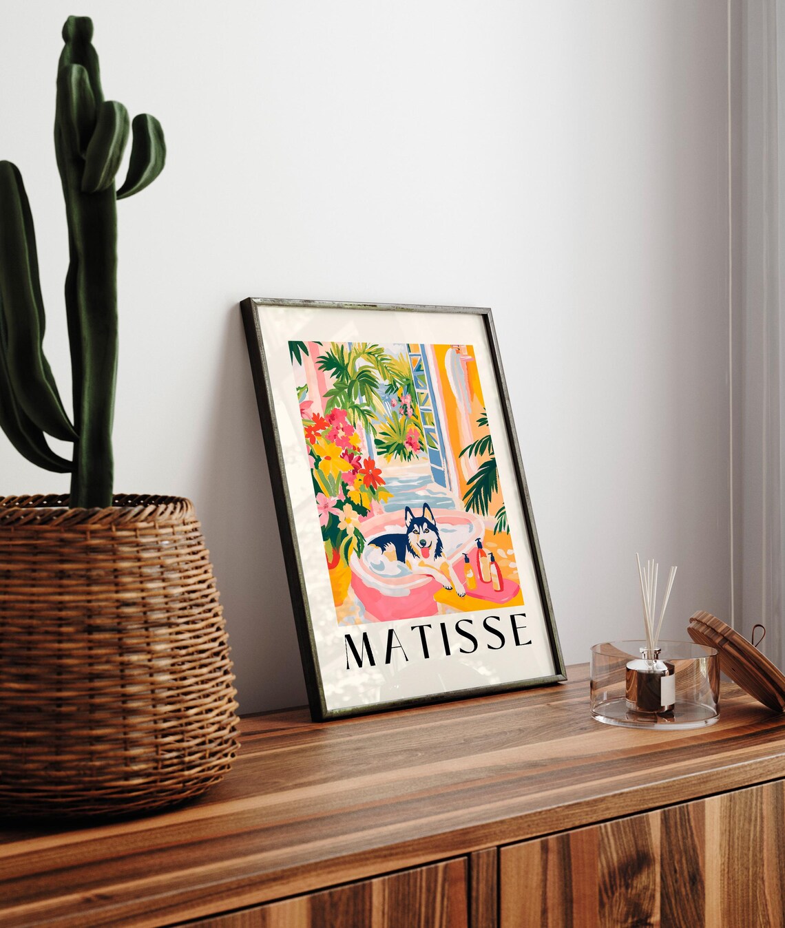 Husky in Bathtub Funny Bathroom Art Print - Image 4