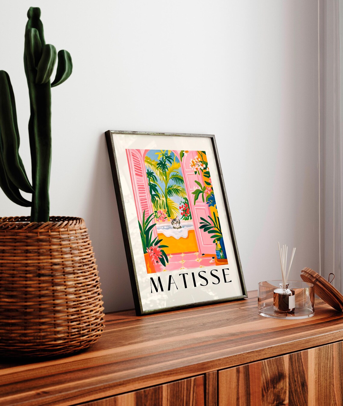 Grey Tabby Cat in a Bathtub, Mid-Century Art Print - Image 2