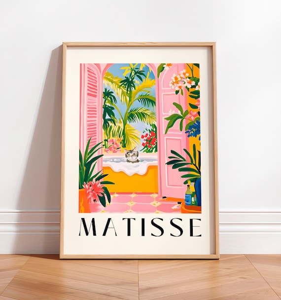 Grey Tabby Cat in a Bathtub, Mid-Century Art Print