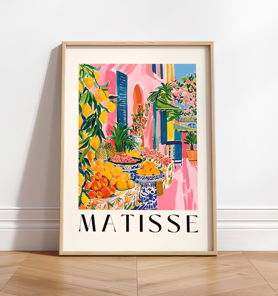 Matisse Style Fruit Market Lemons Oranges Pineapple Still Life Poster